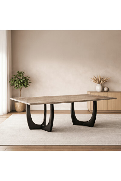 Roots Furniture طاولة طعام رخامية بيج من هانا تتسع لـ 8 أشخاص