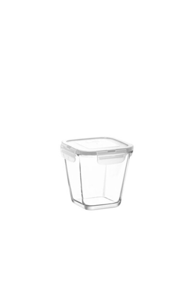 Empressco Fresco Cam Saklama Kabı, Orta Boy, 700 ml, Kare, Beyaz, Kilitli Kapak