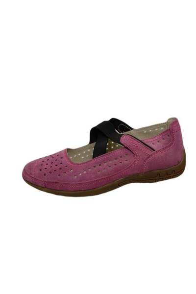 OEM Balerin roz din piele intoarsa cu insertie de elastic peste picior