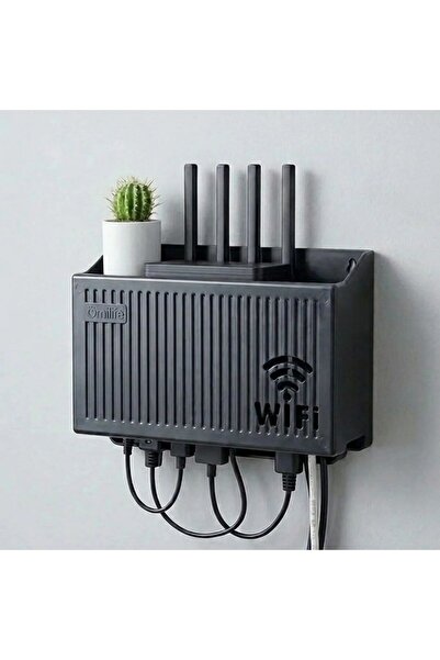 Marsilyan Wall Mounted Wi-Fi Modem Storage Box (Black) – Cable Organizer Rout...