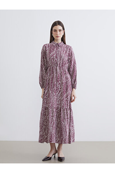 LC Waikiki Two Mt Shop Quality Shirt Collar Patterned Waist-Sitting Dress