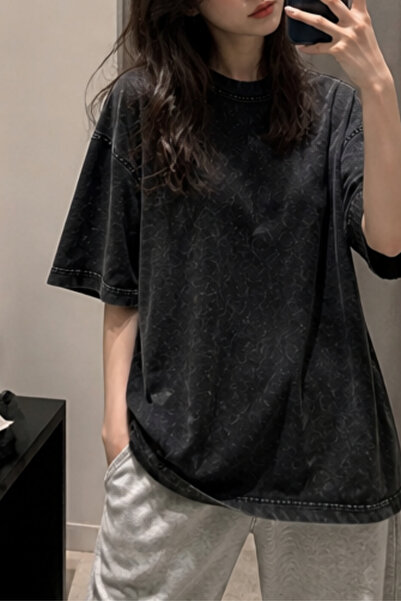 Pink Sky Unisex Oversize Vintage Washed Street Style Street Fashion Cotton Co...
