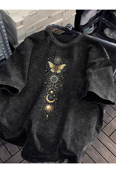 HOFFNUNG Unisex Oversize Vintage Washed Street Style Μόδα του δρόμου Βαμβακερ...