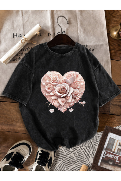 Pink Sky Unisex Oversize Vintage Washed Street Style Μόδα του δρόμου Βαμβακερ...