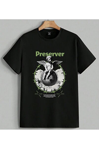 ELFERA Preserver of the World Dystopia Printed Unisex Oversize T-Shirt Black