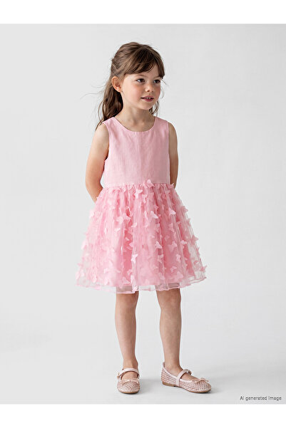 LC Waikiki Nevavm Girls' Tutu Dress with Butterfly Detail