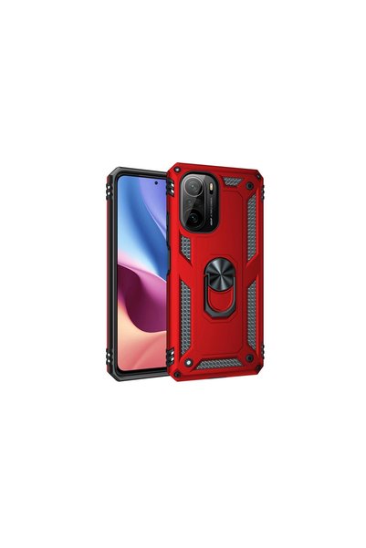 TheGencoo Xiaomi Poco F3 Case Sofia Silicone Cover with Ring - Red