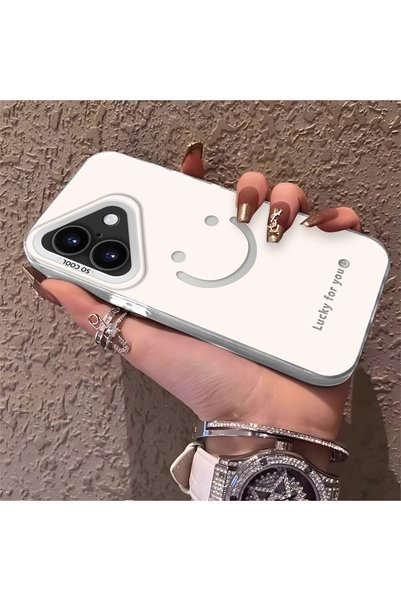 CHICASELUX iPhone 16 Plus Compatible Simple Written Smiley Face Case, Ins Sty...