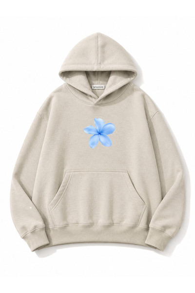 herkesemoda Hanorac cu glugă cu imprimeu floral, cu 2 fire, tip rasvanit