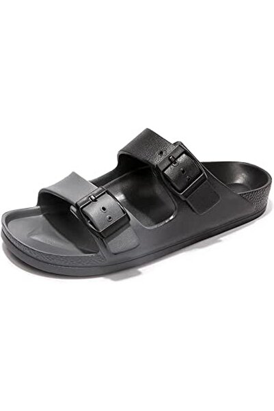 FUNKYMONKEY Women's Comfort Slides Double Buckle Adjustable EVA Flat Sandals ...