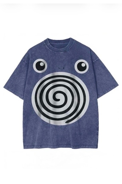 Köstebek Mornarsko plava isprana Poliwag Pokemon unisex majica