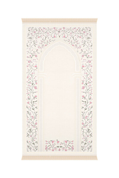 Bursa İpek Pink Spring Branch Pattern Embossed Special Woven Prayer Rug