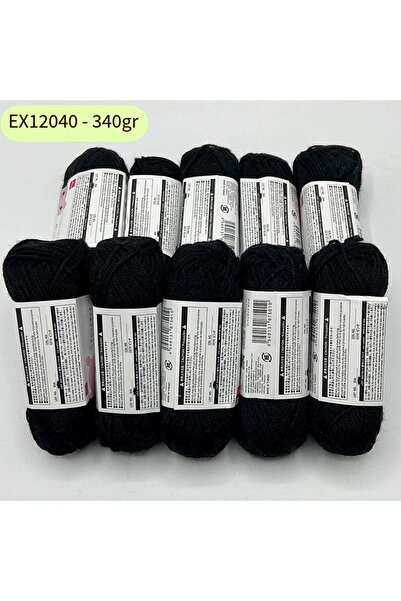 Oxford İplik İhrac Fazlası 10'lu Paket 350/400gr Amigurumi İpi Siyah EX112040
