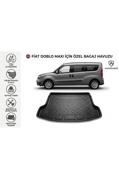 AutoGuard Fiat Doblo Maxi Model Uyumlu Bagaj Havuzu TPE Malzeme Kokusuz 3D Yu...