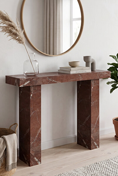Skandi homeworks ASTER Dresuar 110 cm Modern Mermer Desenli Antre, Salon ve Hol Konsol Masası