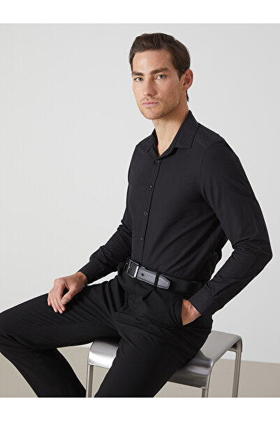 LC Waikiki Ανδρικό πουκάμισο NEVAVM Slim Fit με μακριά μανίκια από ποπλίνα