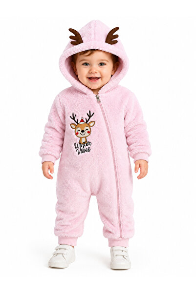 Chicsy Baby Sweet Deer Embroidered Welsoft Plush Hooded Zippered Winter Unise...