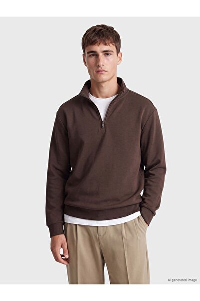 LC Waikiki Lcw Vision Brown High Collar Men's Sweatshirt