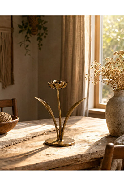 Theraphy Home Zarif Dekoratif Metal Taç Yaprak Mumluk S & M