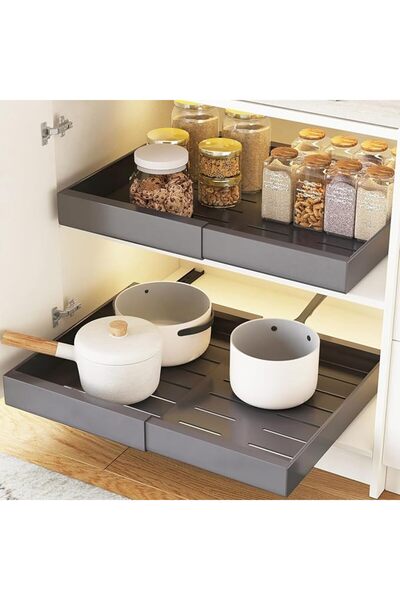DURKU Pull Out Cabinet Organizer Extendable Sliding Slide Out Pantry Shelves ...