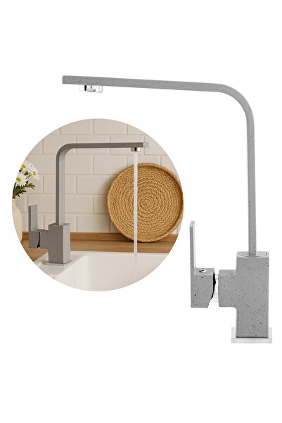 Granitan Robinet Bucatarie Gri PERRO, Duza Patrata 360°, Design Modern