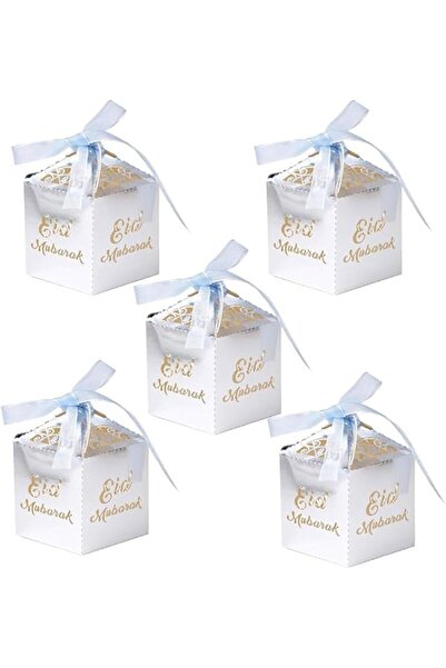 BrainGiggles Eid Mubarak Gift Boxes – Pack of 5 Ramadan Favor Boxes in White ...