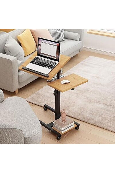 GENERAL Laptop Stand: Adjustable Overbed Table, Rolling Laptop Desk with Safe...