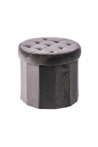 Decorer Taburet din catifea gri antracit 38 x 36 cm