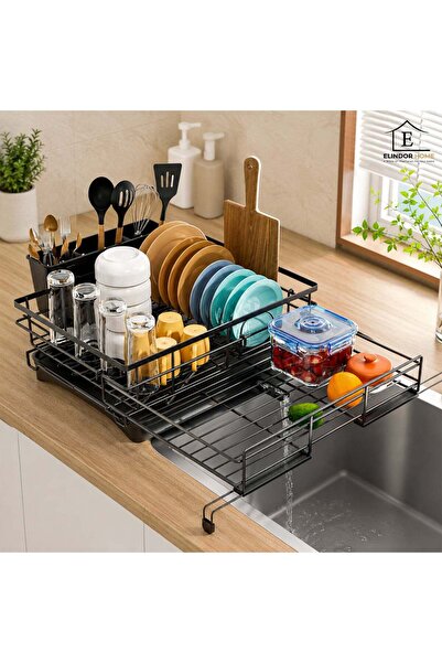 Elindor Dish Rack Elindor® Extensible, Cutlery and Glass Holder, 42-52.5 x 28...