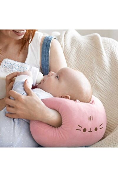 Simple Living Kola Geçirilen Kedi Peluş Yastık - Açık Pembe - 35 cm
