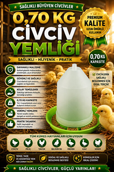Petshop 0,70 KG Civciv Yemliği – Plastik Otomatik Yemlik | Tavuk, Piliç, Bıld...