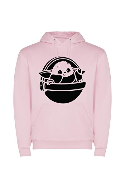 iLovePrints Bowl Baby Yoda Delight Φούτερ με κουκούλα σε χρώμα Ροζ