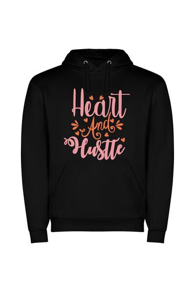 iLovePrints Pink Heart Hustlers: Clean Design Φούτερ με κουκούλα σε χρώμα Μαύρο