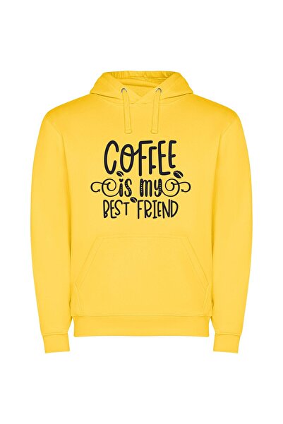 iLovePrints Coffee Companionship Φούτερ με κουκούλα σε χρώμα Κίτρινο