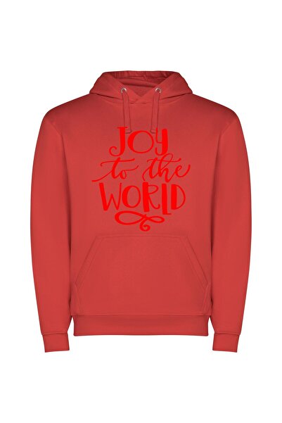iLovePrints Joyful World Wallpaper Φούτερ με κουκούλα σε χρώμα Κόκκινο