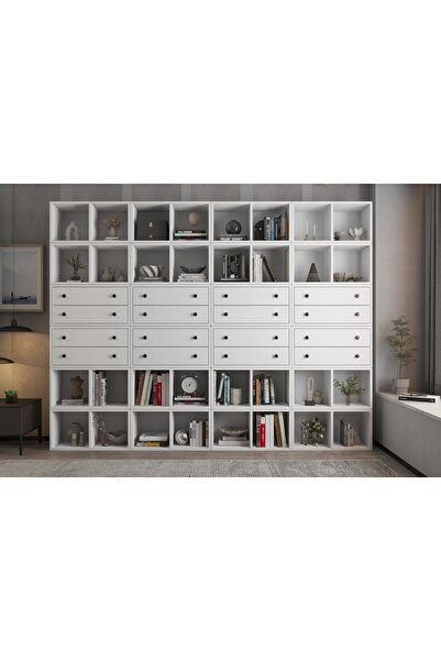 Vivense ZARA ELEGANCE ÇOK BÖLMELİ SALON BÜFESİ VE KİTAPLIK ÜNİTESİ KAPAKLI ÇE...