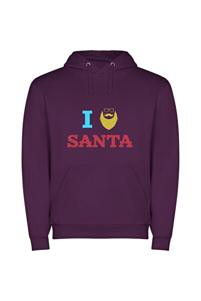 iLovePrints Bearded Santa's Spectacles Φούτερ με κουκούλα σε χρώμα Μωβ
