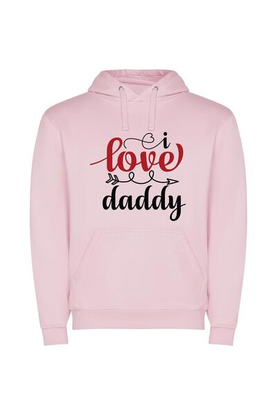 iLovePrints Digital Daddy Devotion Φούτερ με κουκούλα σε χρώμα Ροζ
