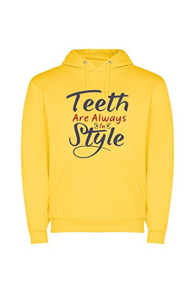 iLovePrints Charming Smiles: Timeless Style Φούτερ με κουκούλα σε χρώμα Κίτρινο