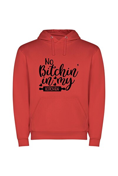 iLovePrints Bitch-Free Culinary Zone Φούτερ με κουκούλα σε χρώμα Κόκκινο