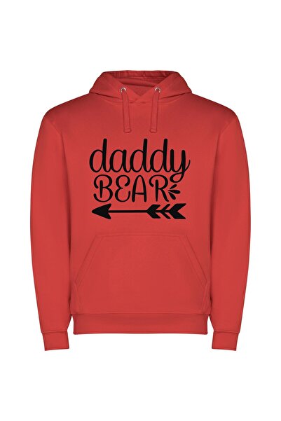iLovePrints Daddy Bear Sign: Elegant Monochrome Φούτερ με κουκούλα σε χρώμα Κ...