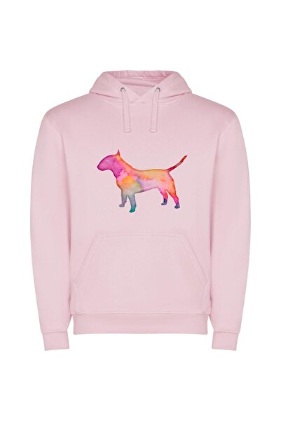 iLovePrints Colorful Canine Art Φούτερ με κουκούλα σε χρώμα Ροζ