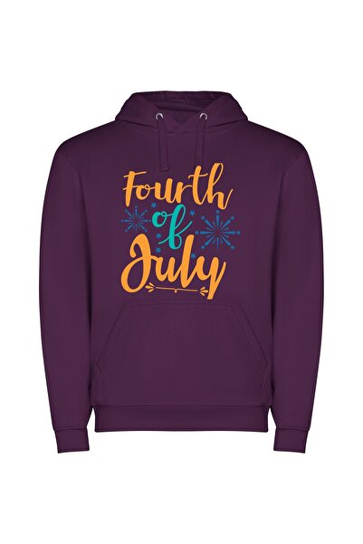 iLovePrints Joyful 4th of July Φούτερ με κουκούλα σε χρώμα Μωβ