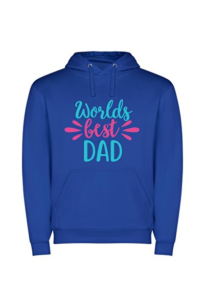 iLovePrints Dad: World's Wonderful Champion Φούτερ με κουκούλα σε χρώμα Μπλε