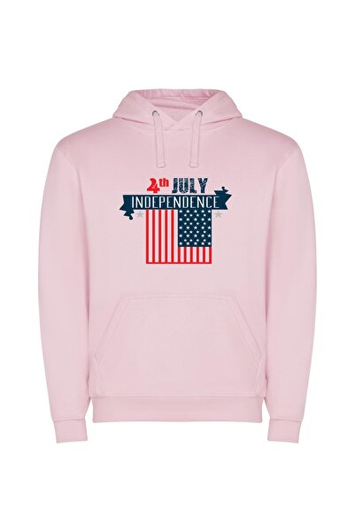 iLovePrints Patriotic Fourth of July Φούτερ με κουκούλα σε χρώμα Ροζ