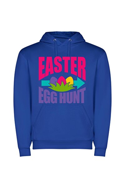 iLovePrints Eggstravagant Easter Hunt Φούτερ με κουκούλα σε χρώμα Μπλε