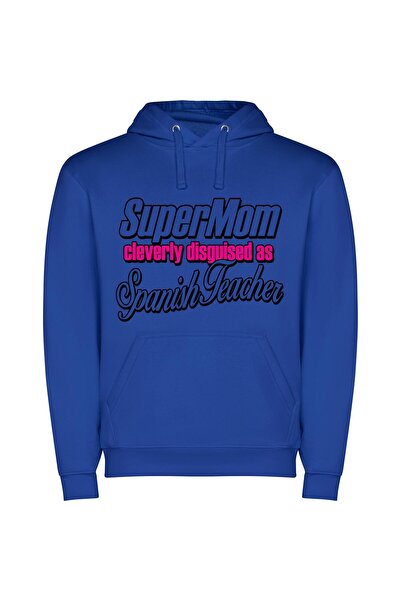 iLovePrints Superior Supermom Spanish Teacher Φούτερ με κουκούλα σε χρώμα Μπλε
