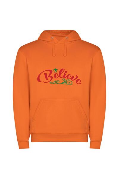 iLovePrints Festive Joy: Believe in Color Φούτερ με κουκούλα σε χρώμα Πορτοκαλί