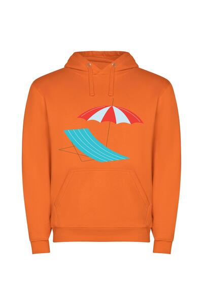 iLovePrints Colorful Sun Lounger Delight Φούτερ με κουκούλα σε χρώμα Πορτοκαλί