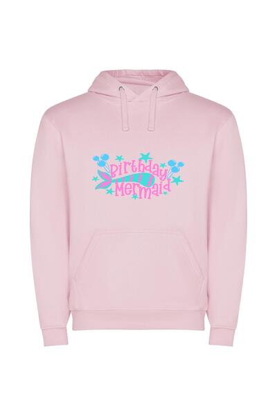 iLovePrints Enchanting Birthday Mermaid Magic Φούτερ με κουκούλα σε χρώμα Ροζ
